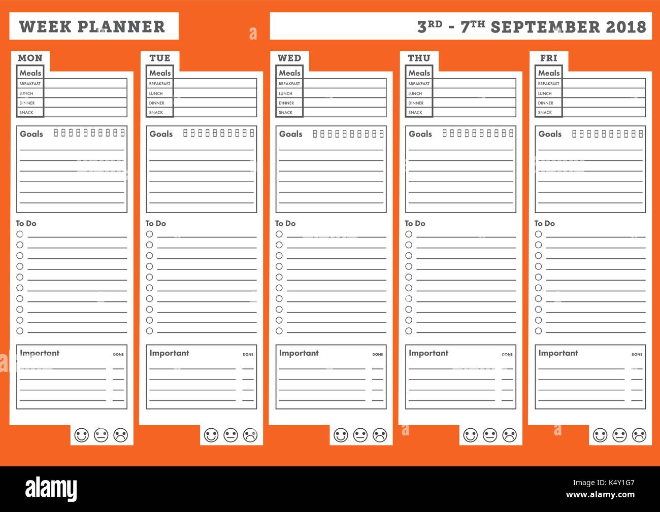 Weekly planner template Stock Vector Image &  Art - Alamy