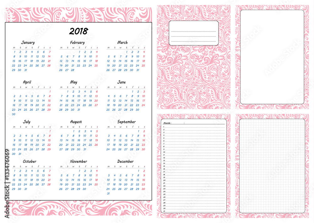 Set of pages template for daily planner. Printable, for scrapbook ...