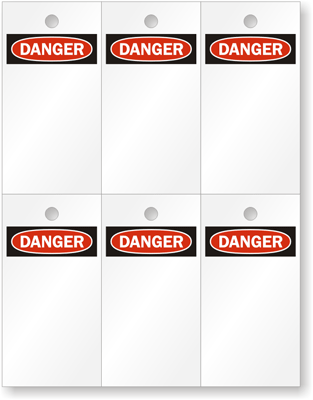 LOTO Blank Danger on Top Laser Printable Tags, SKU: TG-0192