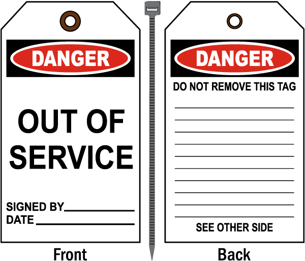 Danger Out Of Service Tag - Claim Your 10% Discount