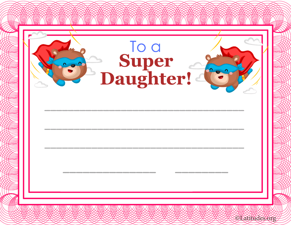 Super Daughter Certificate (Fillable) - ACN Latitudes