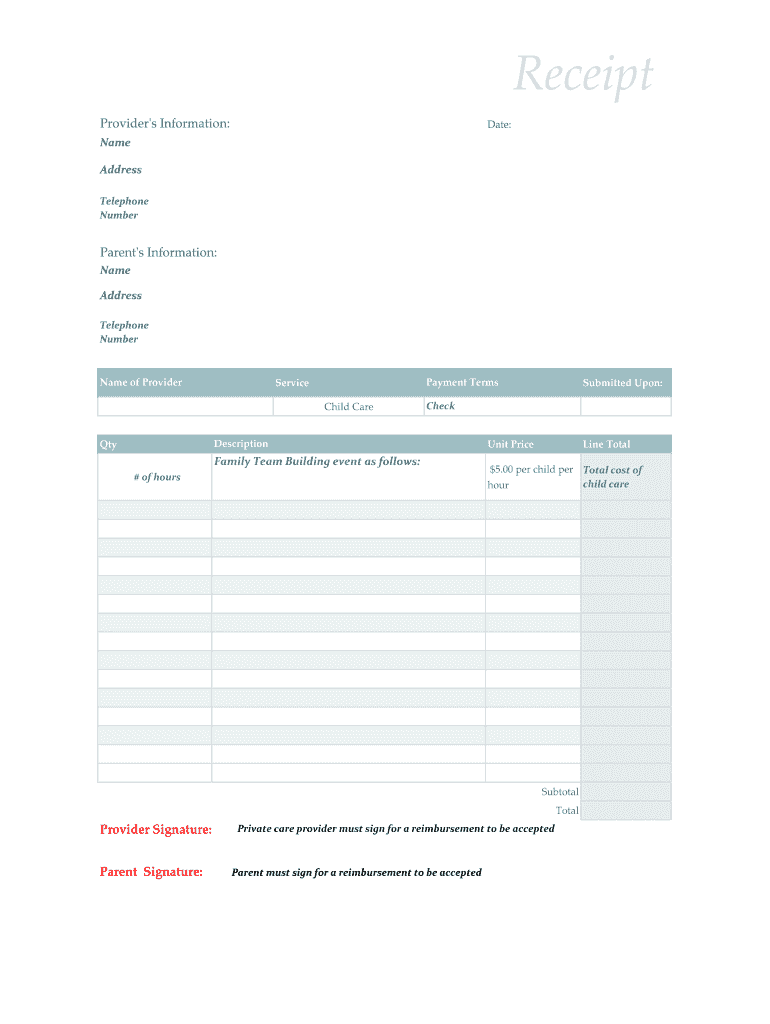 Daycare Receipt Template - Fill Online, Printable, Fillable, Blank ...