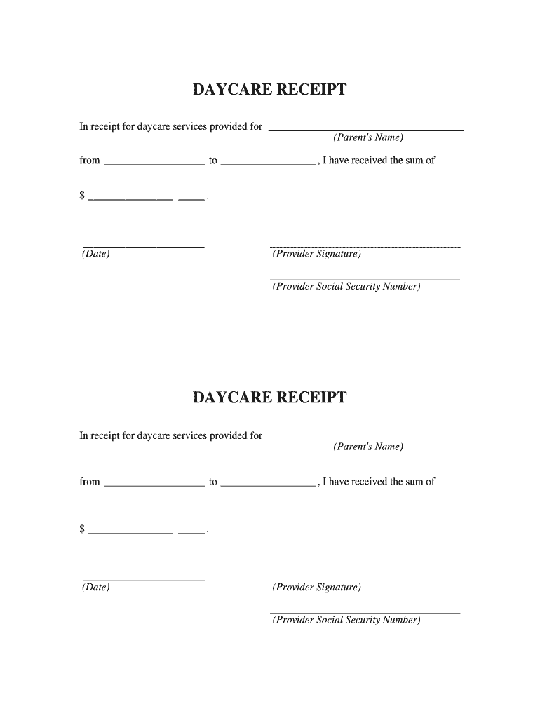 Daycare Receipt - Fill Online, Printable, Fillable, Blank | pdfFiller