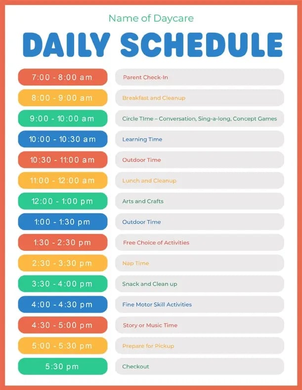 Free Printable Daycare Schedule Download Free Printable Daycare Free Printable Daycare Schedule Download Free Printable Daycare