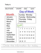 printable days of the week worksheet