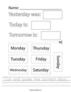 Days of the Week Worksheets - Twisty Noodle