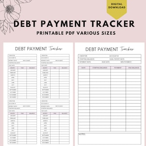 Debt Payment Tracker Printable , Debt Tracker Printable, Debt Snowball  Tracker, Debt Payoff Log, Money Planner, Budget Planner PDF