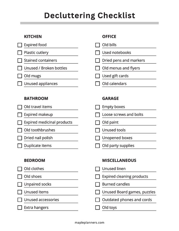 Free Printable Decluttering Checklist Template Worksheets Library Free Printable Decluttering Checklist Template Worksheets Library