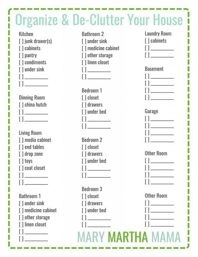 Free Printable Whole House Decluttering Checklist (Money Saving Mom)