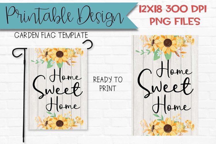 Sunflower Garden Flag Template Sublimation Design Printable