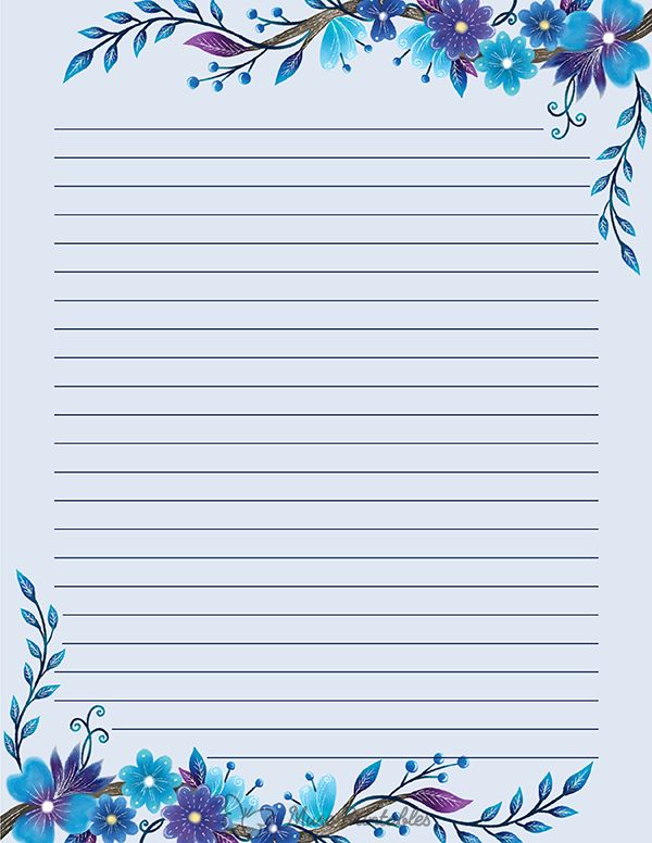 Printable Blue Floral Stationery