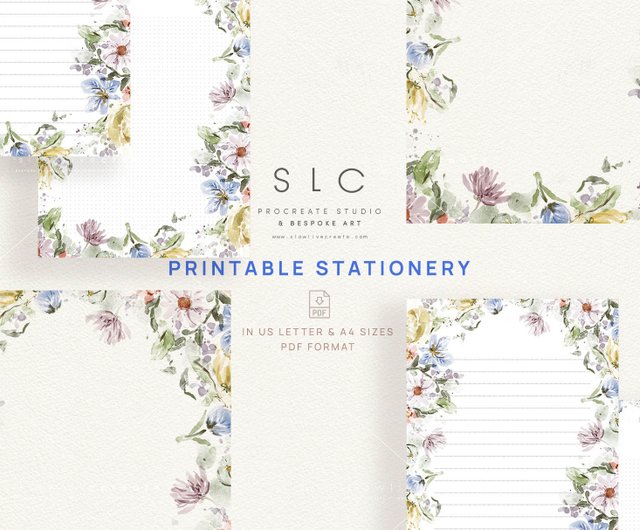 Digital】Wildflowers Digital &  Printable Stationery Notes Pad | A4 ...