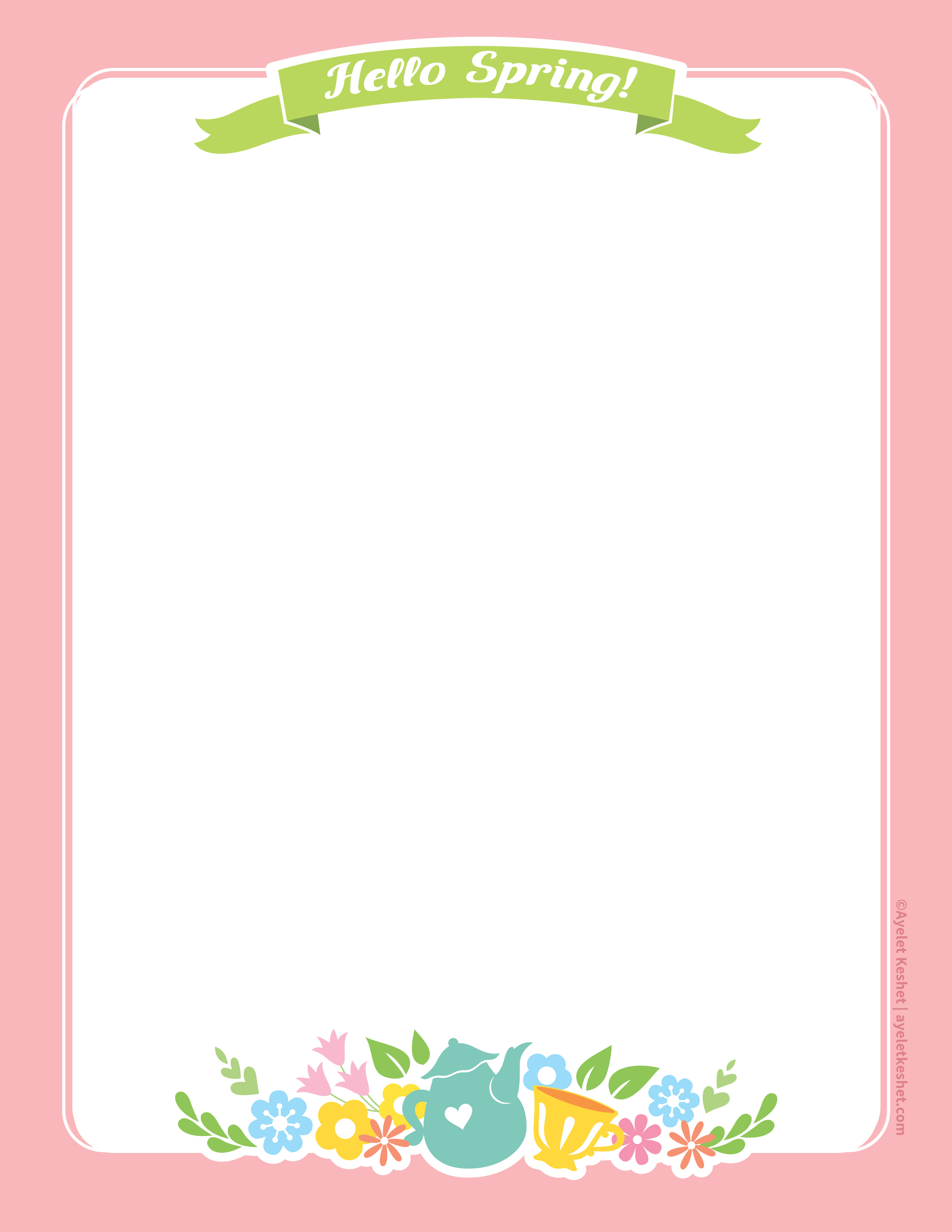 Lovely free printable stationery paper for spring - Ayelet Keshet