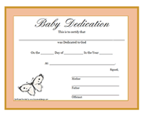 printable dedication certificates