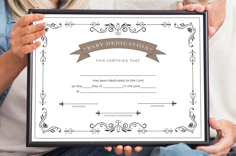 printable dedication certificates