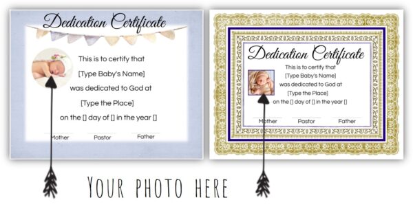 printable dedication certificates