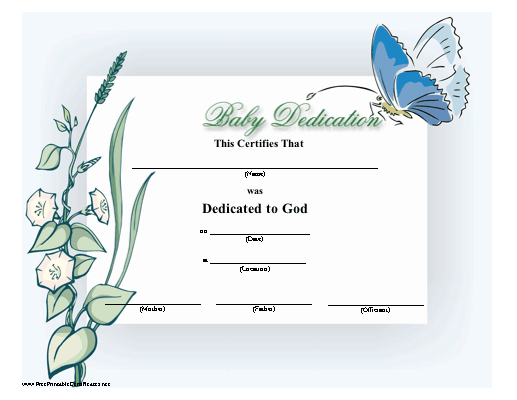 printable dedication certificates