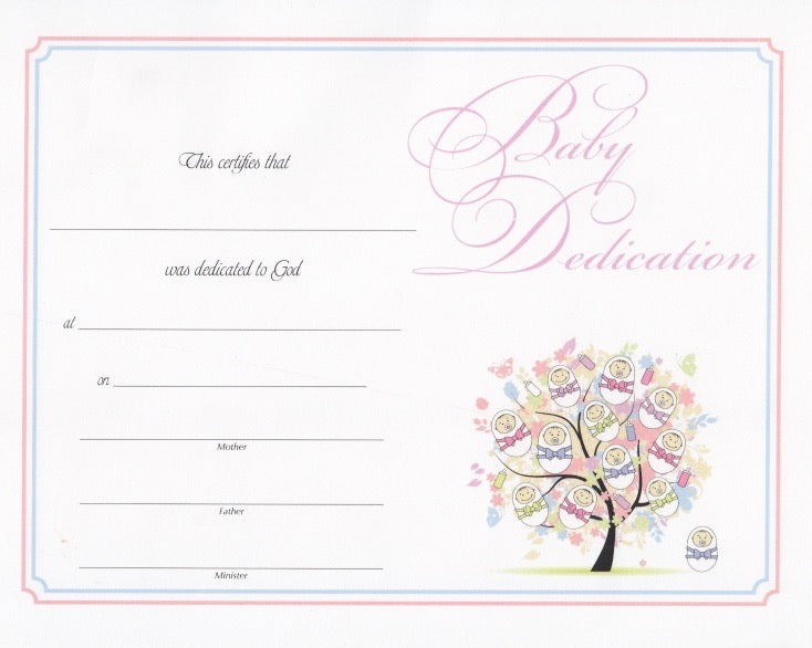 printable dedication certificates