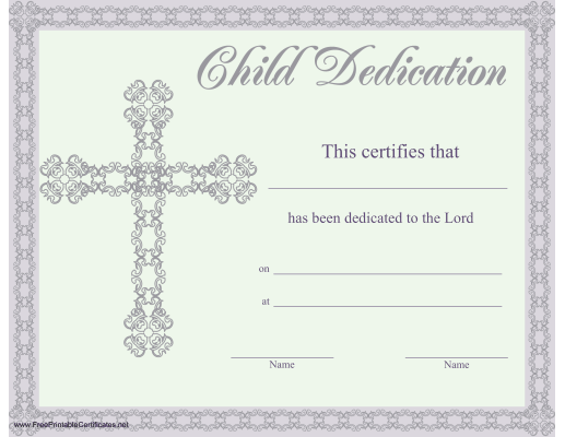 printable dedication certificates