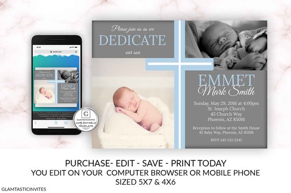 Buy Dedication Invitation Boy, Dedication Invitation Template, Boy ...