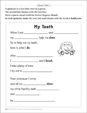 printable dental health month worksheet