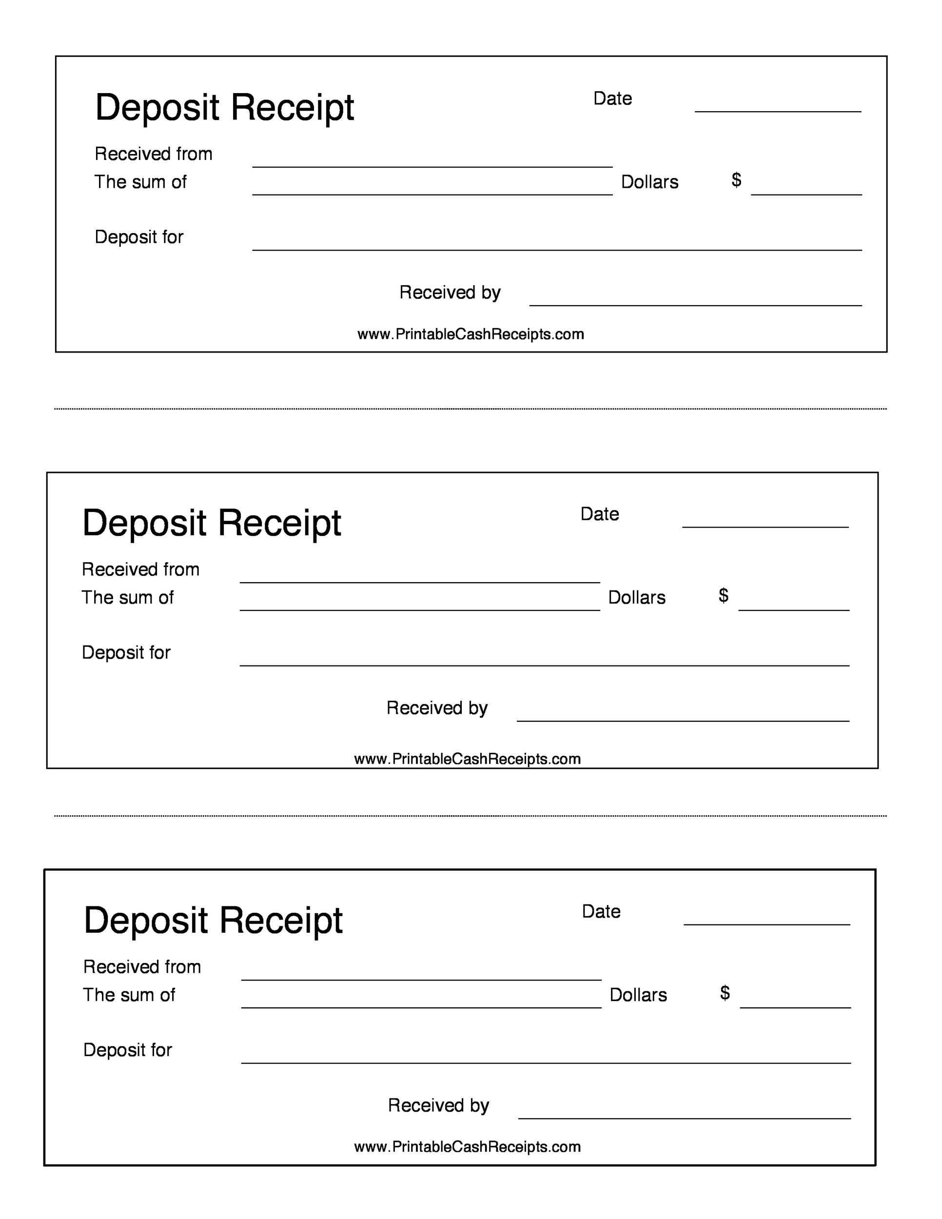 printable deposit receipt for car sale