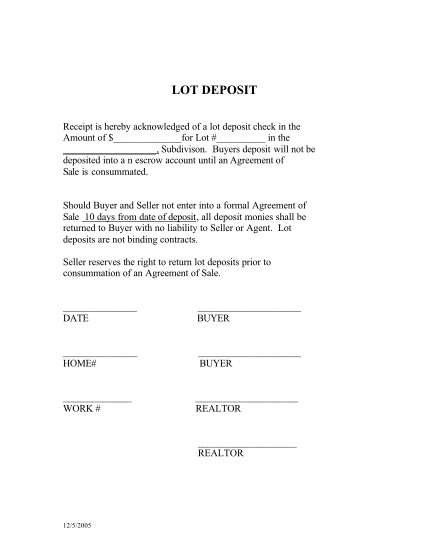 printable deposit receipt for car sale