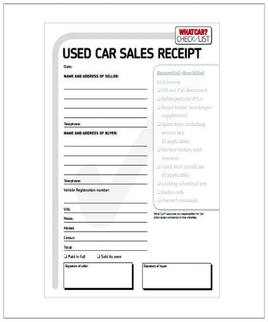 printable deposit receipt for car sale