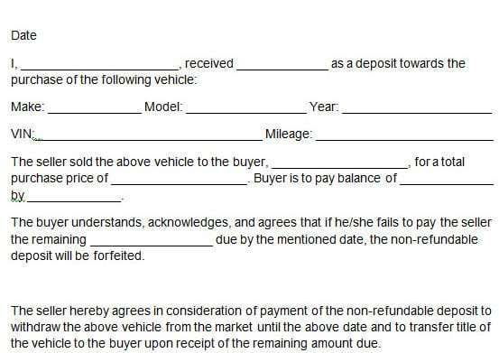 printable deposit receipt for car sale