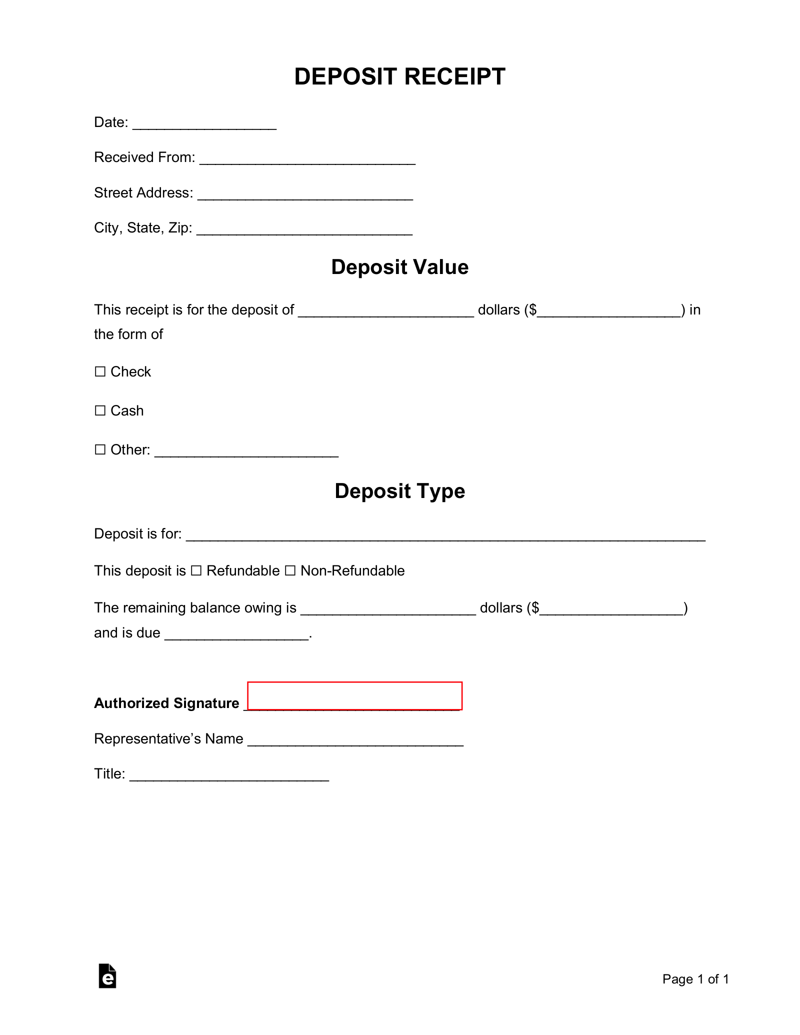 Free Deposit Receipt Templates (10) - PDF | Word - eForms