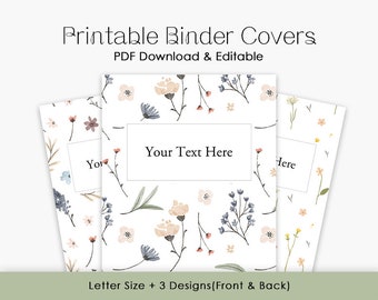 Printable Editable Floral Binder Cover Template  