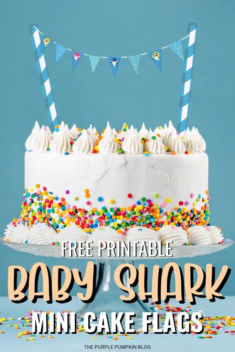 Free Printable Baby Shark Mini Flags (Baby Shark Party Printables)