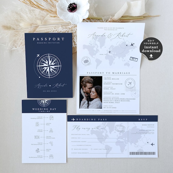 Sofia Passport Invitation For Wedding, Invitations Printable ...