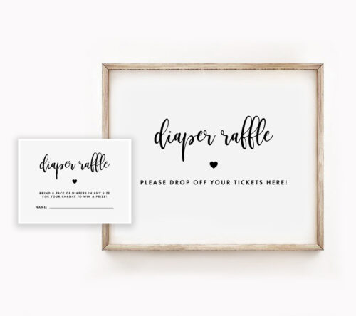 Free Baby Shower Diaper Raffle and Drop Off Sign, Black and White ...