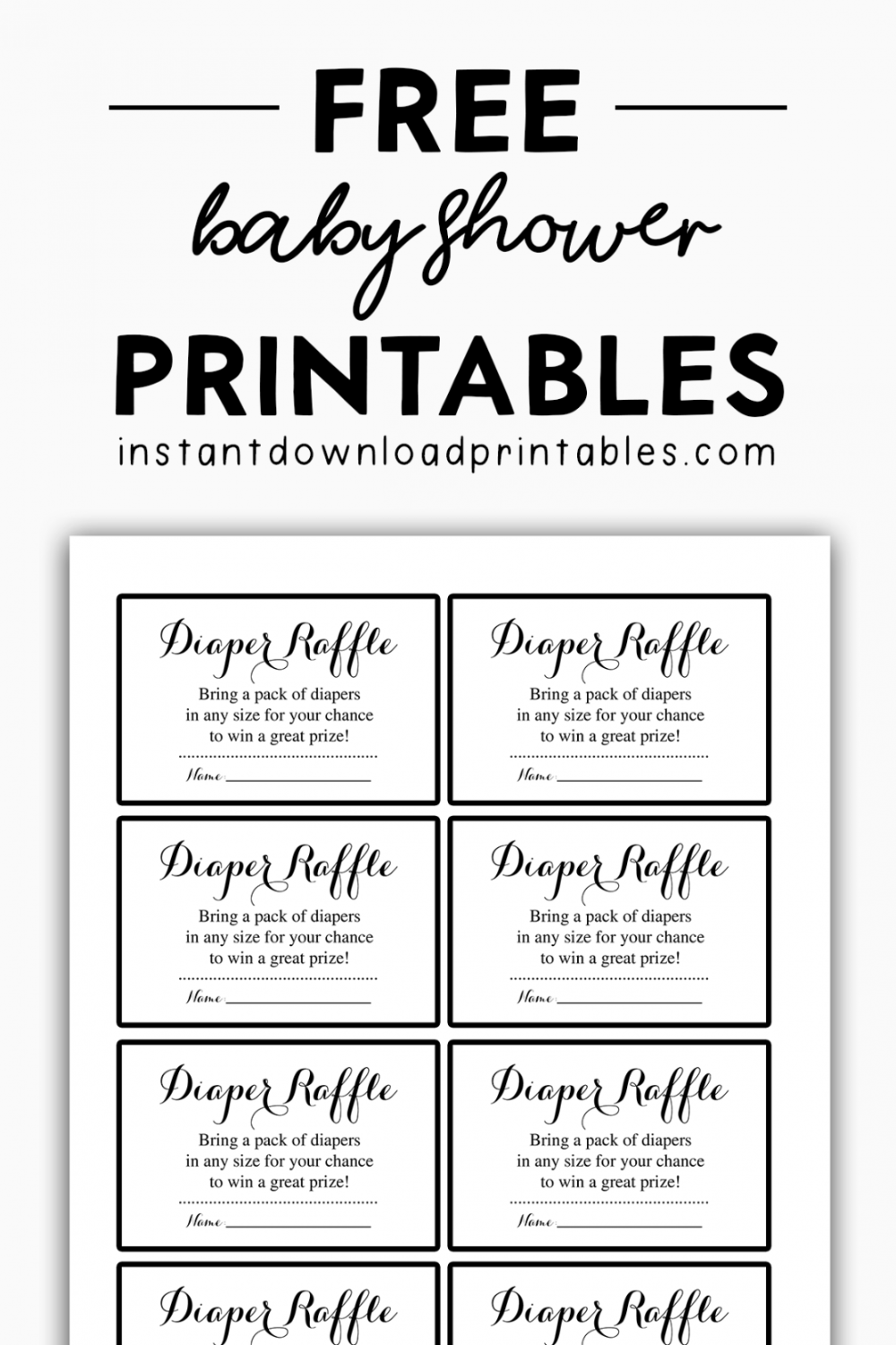Free Baby Shower Black and White Printables - Instant Download ...