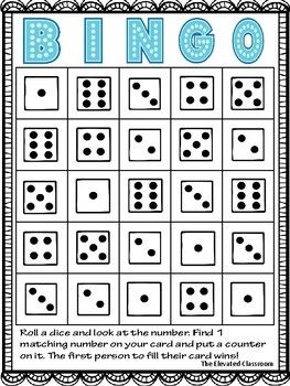 Roll a Dice Math BINGO