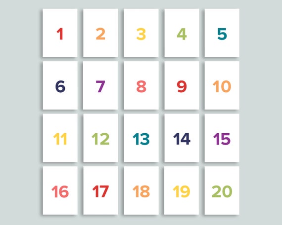 Number Cards 1-20 Printable Preschool Homeschool Classroom Math ...