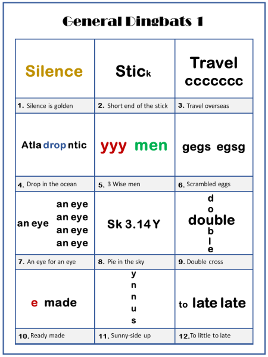 Second Dingbats Picture Quiz Puzzles The Fun Guess The Phrase Game 