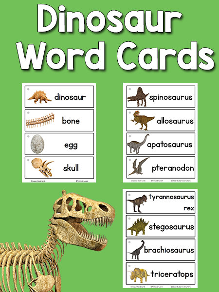 Dinosaur Picture-Word Cards - PreKinders Preschool Activities