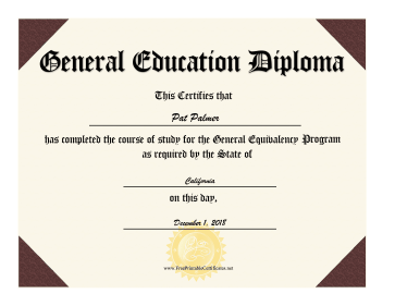 GED Diploma Printable Certificate