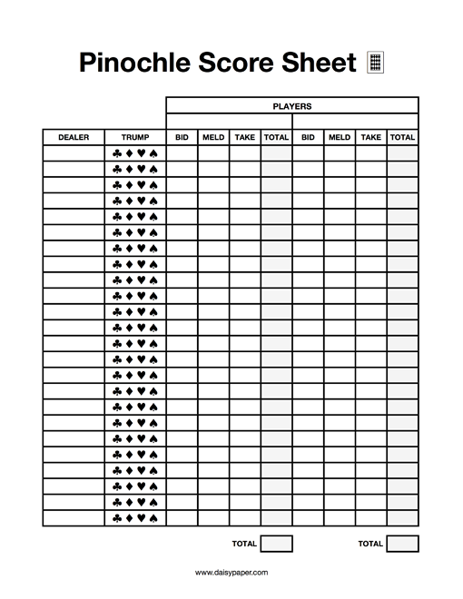 printable directions for pinochle
