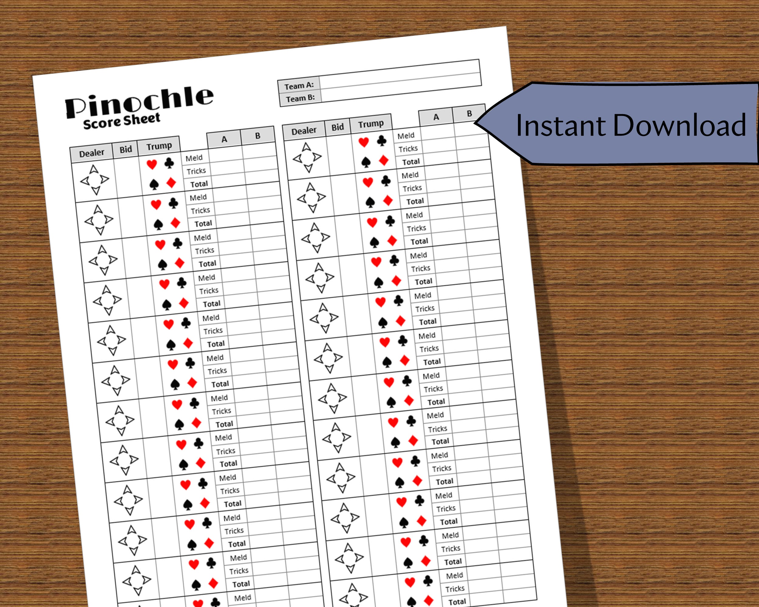 printable directions for pinochle