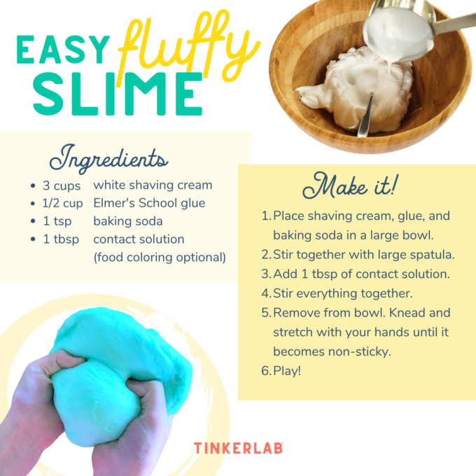 Easy 4-ingredient Fluffy Slime - TinkerLab - Worksheets Library