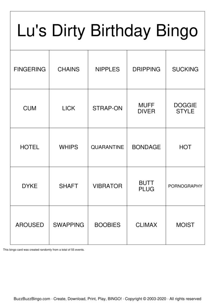 printable dirty bingo cards