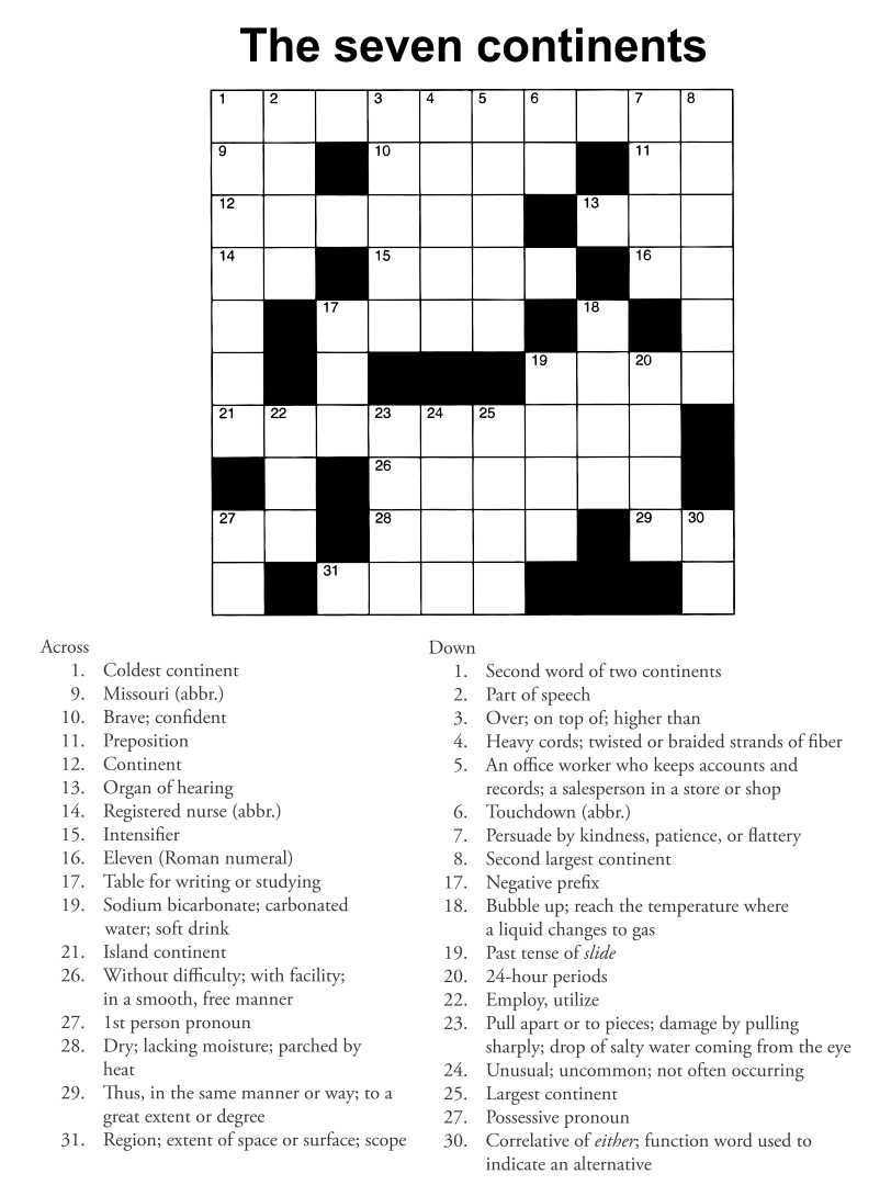 printable dirty crossword puzzles
