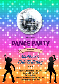 printable disco birthday invitations