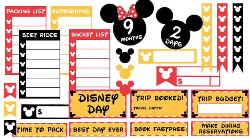 Free Printable Disney Vacation Planner Stickers: Countdown ...