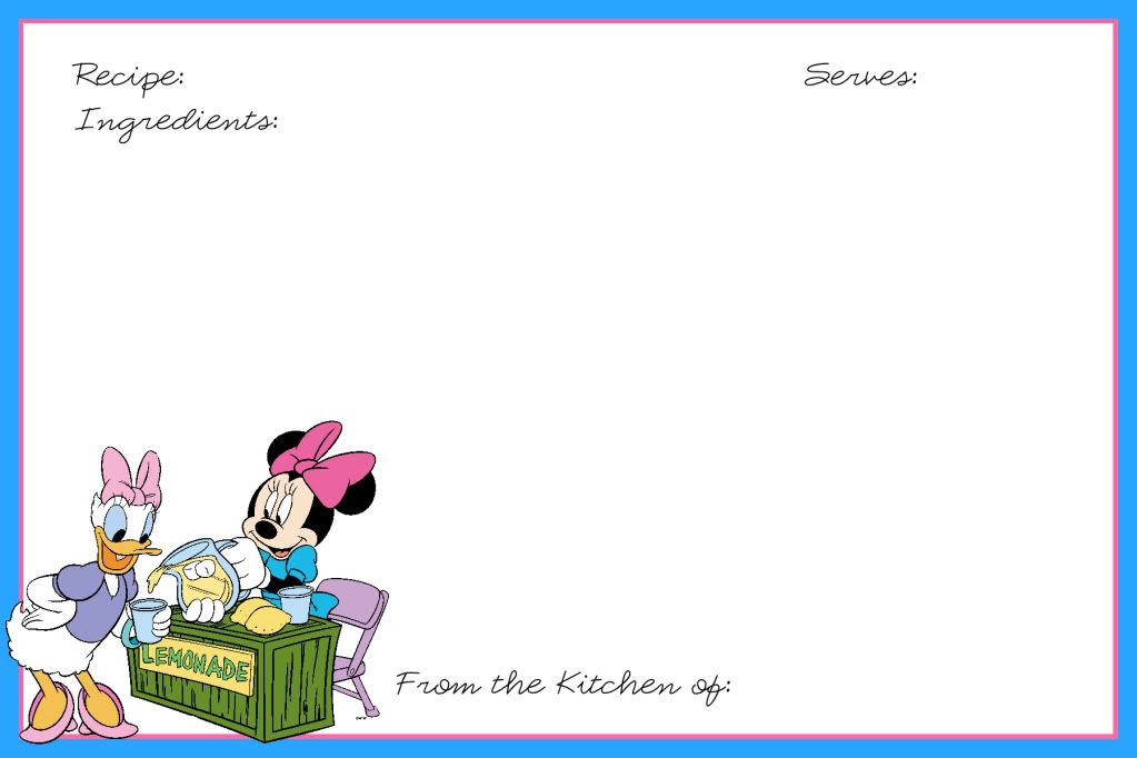 Disney Recipe Cards