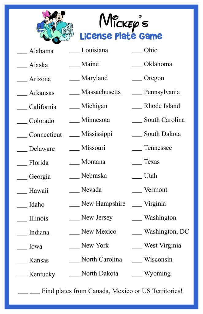 printable disney road trip games