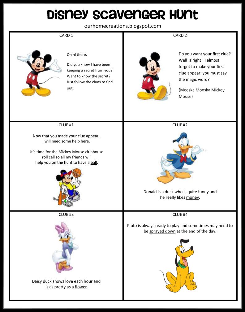 printable disney scavenger hunt